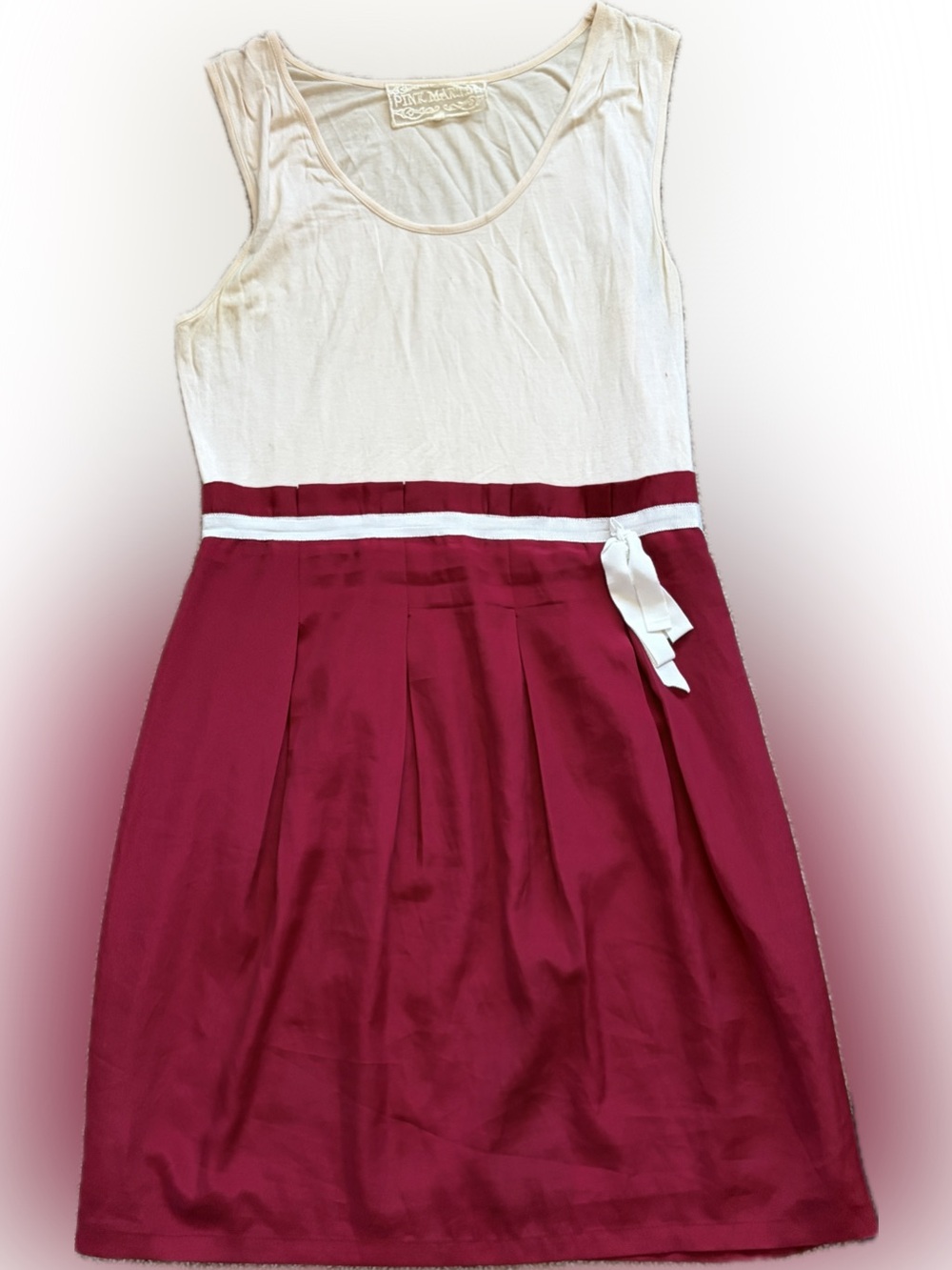 Pink Martini cream and burgundy dress